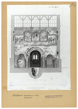 Vorschaubild Poiters: Baptisterium, Querschnitt, nach Gailhabaud, Denkmäler Baukunst, Bd. II, Tafel 16